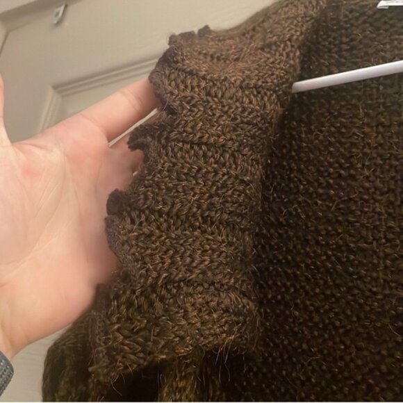 🎄Vintage Zone Bleue Brown Crochet Knit Long Sleeve Duster Cardigan Cozy Jacket - Picture 3 of 10